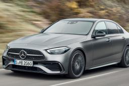 2022 Mercedes-Benz C-Class in gray, driving
